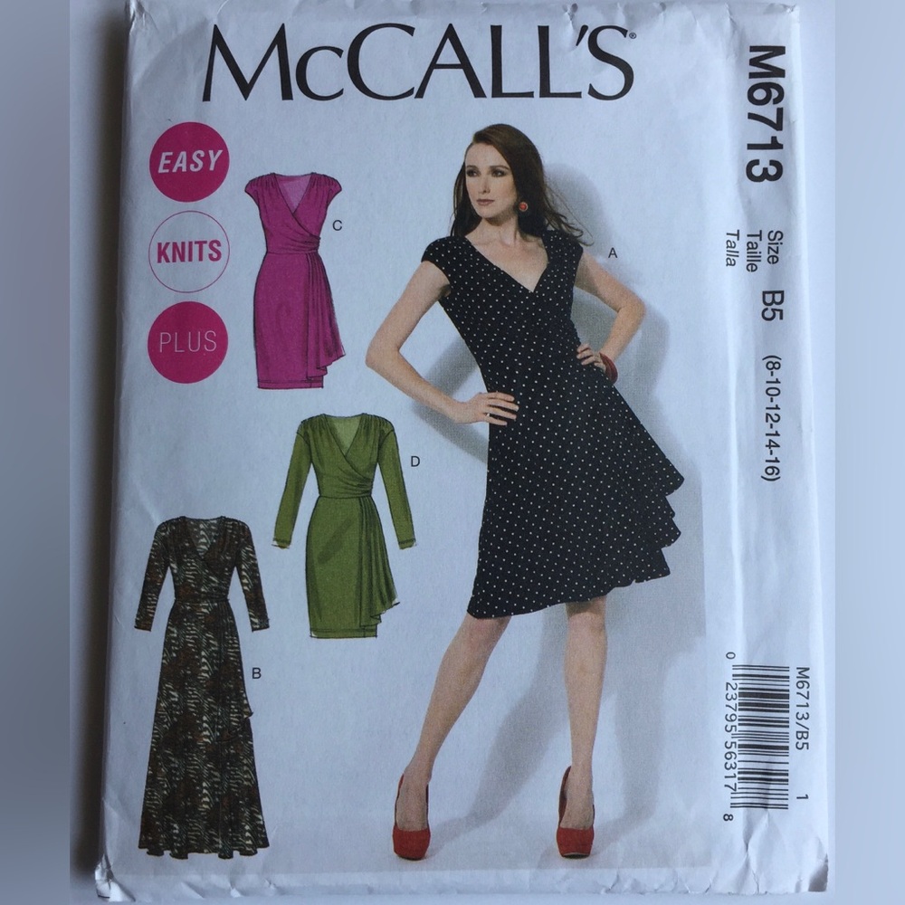 McCall's Uncut M6713 Misses’ / Women’s Dress Pattern Sizes (8-10-12-14-16)